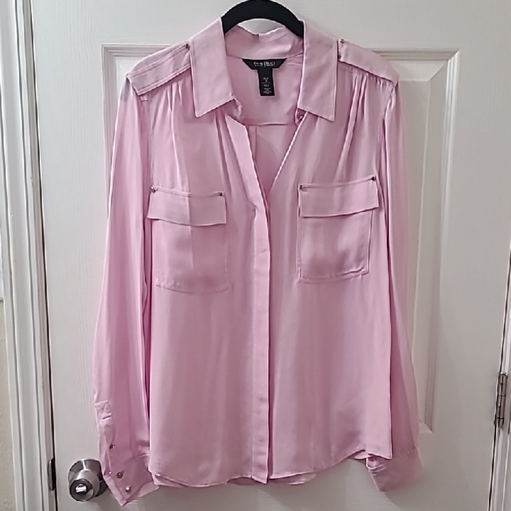 White House Black Market Soft Pink Silk Blouse